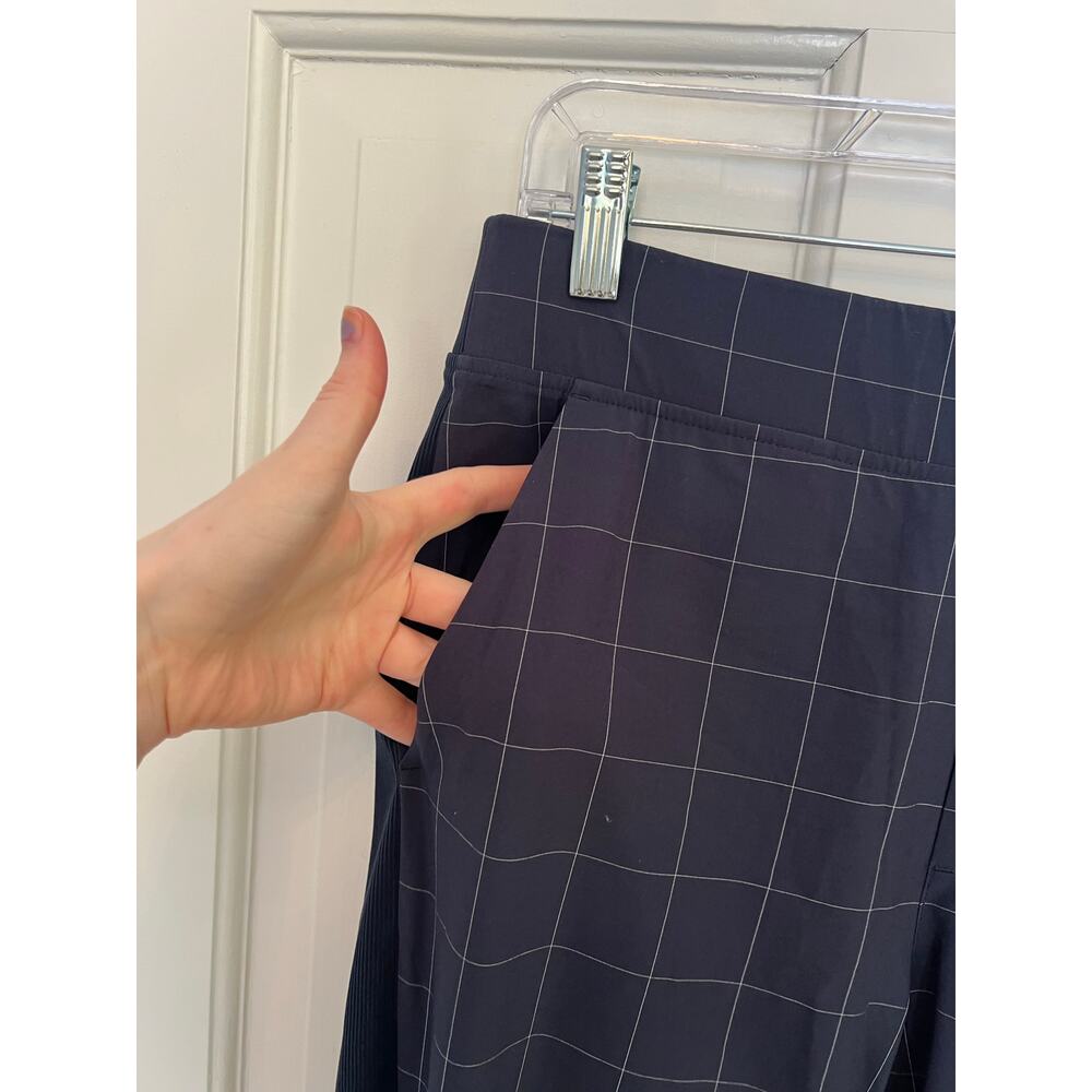 Athleta Brooklyn Textured Ankle Pant Blue WIndowpane Pattern Check Women's 8P - Picture 13 of 14